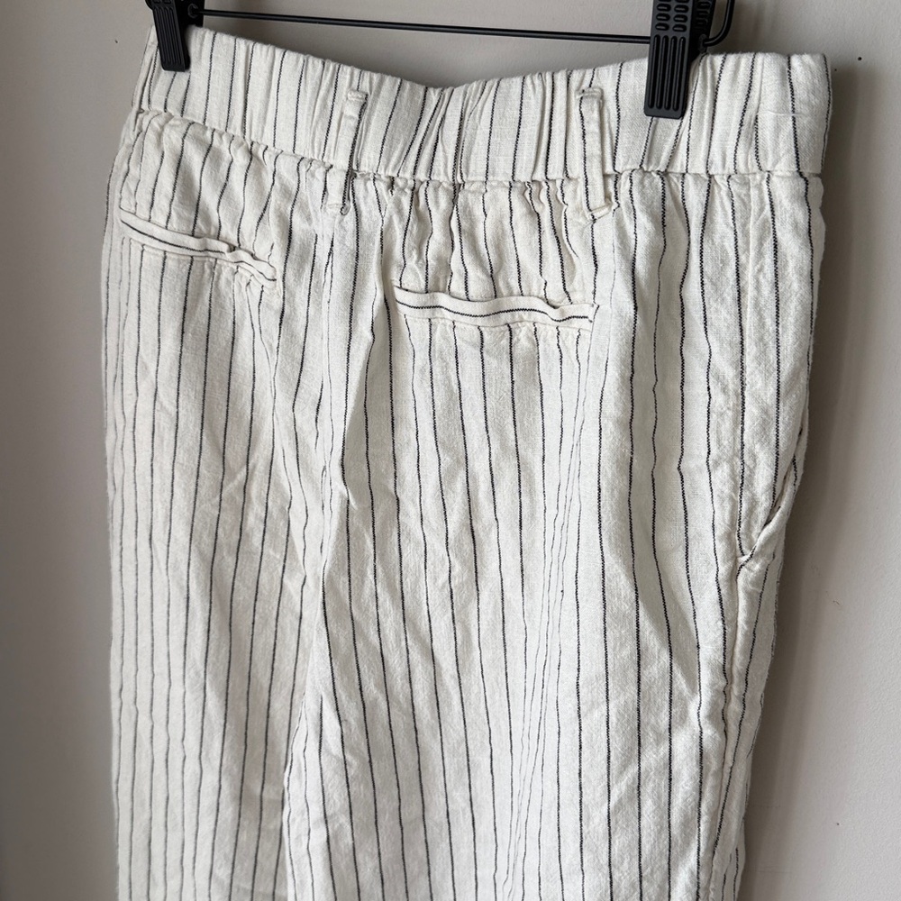 A New Day Black and White Linen Pinstripe Trouser Pants - Picture 6 of 8